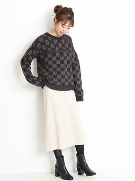 「ブロックチェック」｜さく*さん（レディース・161cm）の秋コーディネート