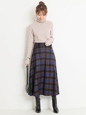 「リブタートルネック」｜「アイテム（ブーツ）」を使った、さく*さん（レディース・161cm）の冬コーディネート