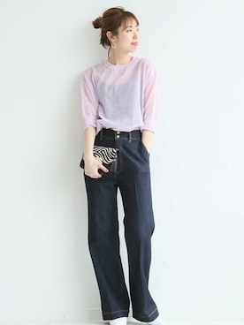 「Spick & Span（スピックアンドスパン）のアイテム（デニムパンツ）」を使った、さく*さん（レディース・161cm）の夏コーディネート