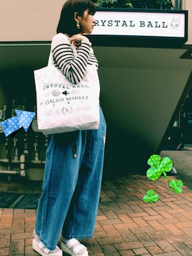 「アイテム（エコバッグ/サブバッグ）」を使った、Koyamaさん（レディース・160cm）の春コーディネート