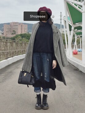 「MANGO（マンゴ）のアイテム（帽子）」を使った、shopeeeeさん（レディース・159cm）の冬コーディネート