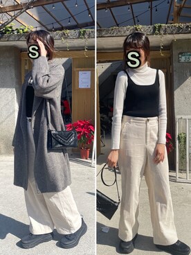 「GU（ジーユー）のアイテム（ダッフルコート）」を使った、shopeeeeさん（レディース・159cm）の冬コーディネート