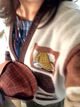 「BROWN」｜「アイテム（ハンチング/ベレー帽）」を使った、ハイカラがっちゃんさん（レディース・160cm）の秋コーディネート