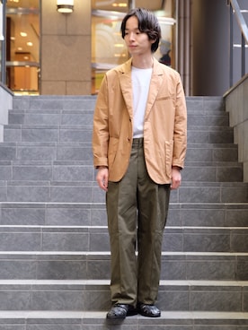 「Hender Scheme（エンダースキーマ）のアイテム（シューズ）」を使った、OHBUCHI TAKUYAさん（メンズ・170cm）の春コーディネート