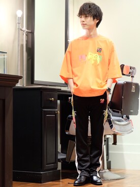 「doublet（ダブレット）のアイテム（パンツ）」を使った、OHBUCHI TAKUYAさん（メンズ・170cm）の冬コーディネート