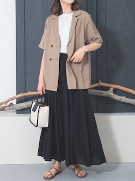 「トングサンダル」｜「アイテム（その他アウター）」を使った、nozawaさん（レディース・168cm）の春コーディネート