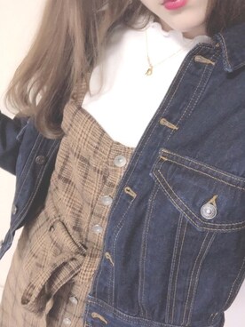 「AS KNOW AS PINKY（アズノゥアズピンキー）のアイテム（オールインワン・サロペット）」を使った、meronさん（レディース・152cm）の春コーディネート