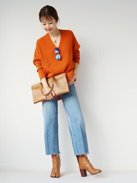 「plage（プラージュ）のアイテム（アクセサリー）」を使った、MYHさん（レディース・166cm）の秋コーディネート