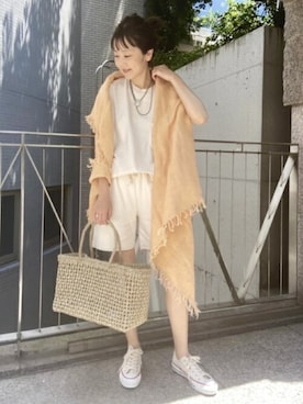「アイテム（イヤーカフ）」を使った、MYHさん（レディース・166cm）の夏コーディネート