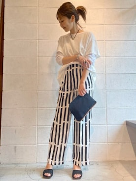 「アイテム（イヤーカフ）」を使った、MYHさん（レディース・166cm）の夏コーディネート