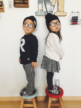 「フェリシモキッズ（フェリシモキッズ）のアイテム（パンツ）」を使った、みつわさん（キッズ・100cm）の冬コーディネート