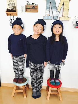 「フェリシモキッズ（フェリシモキッズ）のアイテム（パンツ）」を使った、みつわさん（キッズ・100cm）の冬コーディネート