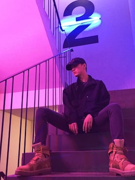 「TOPMAN（トップマン）のアイテム（デニムパンツ）」を使った、Song  さん（メンズ・189cm）の冬コーディネート