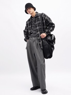「通勤穿搭」｜「アイテム（帽子）」を使った、Song  さん（メンズ・180cm）の冬コーディネート