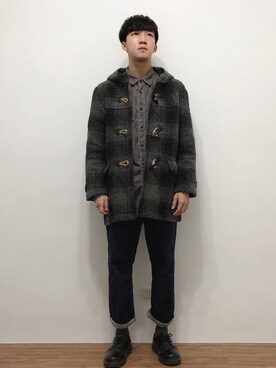 「GAP（ギャップ）のアイテム（ピーコート）」を使った、麥さん（メンズ・177cm）の冬コーディネート