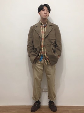 「GAP（ギャップ）のアイテム（テーラードジャケット）」を使った、麥さん（メンズ・177cm）の冬コーディネート