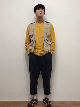 「AIGLE（エーグル）のアイテム（トップス）」を使った、麥さん（メンズ・177cm）の春コーディネート