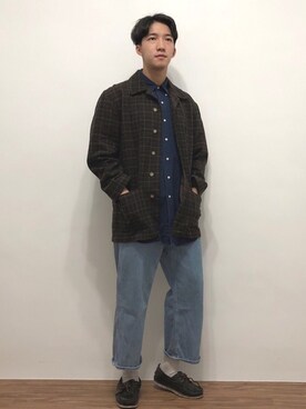 「VINTAGE（ヴィンテージ）のアイテム（ピーコート）」を使った、麥さん（メンズ・177cm）の春コーディネート