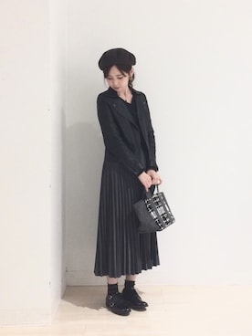 「STUDIOUS（ステュディオス）のアイテム（ライダースジャケット）」を使った、kana¨̮*さん（レディース・161cm）の秋コーディネート