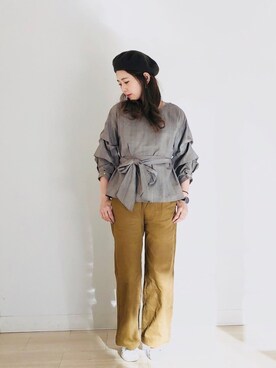 「ダニエルウェリントン」｜「アイテム（ハンチング/ベレー帽）」を使った、kana¨̮*さん（レディース・161cm）の冬コーディネート