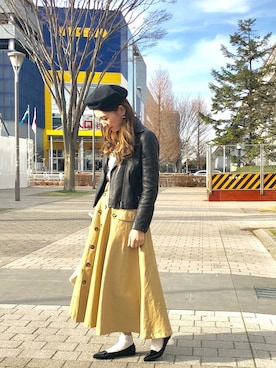 「STUDIOUS（ステュディオス）のアイテム（ライダースジャケット）」を使った、kana¨̮*さん（レディース・161cm）の春コーディネート