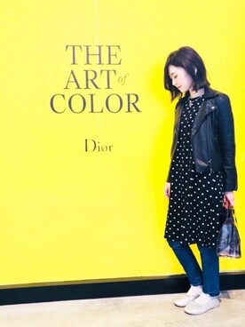 「STUDIOUS（ステュディオス）のアイテム（ライダースジャケット）」を使った、kana¨̮*さん（レディース・161cm）の春コーディネート