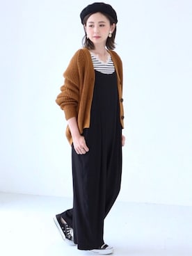 「袖ボリューム」｜「アイテム（ハンチング/ベレー帽）」を使った、kana¨̮*さん（レディース・161cm）の秋コーディネート