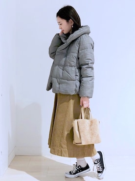 「アイラブCONVERSE」｜「アイテム（ダウンジャケット/コート）」を使った、kana¨̮*さん（レディース・161cm）の冬コーディネート