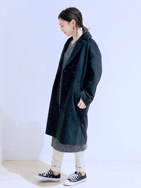「アイラブCONVERSE」｜「アイテム（ワンピース/ドレス）」を使った、kana¨̮*さん（レディース・161cm）の冬コーディネート