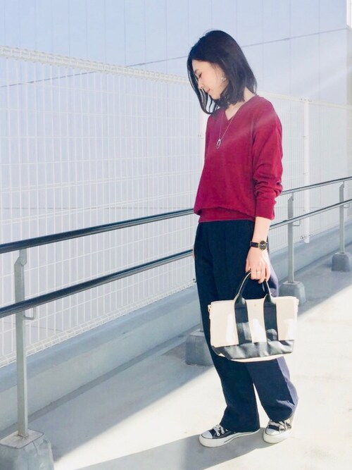 AMERICAN HOLICkana¨̮*さんのチノパンツ「綿ツイルワイドパンツ(AMERICAN HOLIC|アメリカンホリック)」を使ったコーディネート