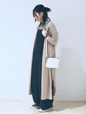 「レイヤードstyle」｜「アイテム（オールインワン・サロペット）」を使った、kana¨̮*さん（レディース・161cm）の冬コーディネート