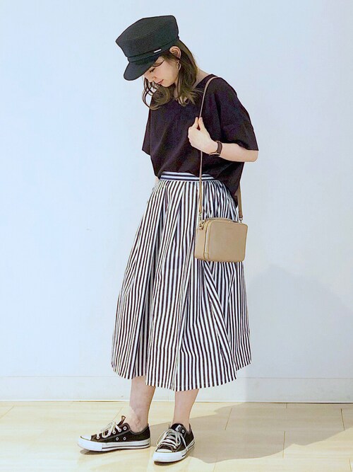 AMERICAN HOLICkana¨̮*さんのスカート「フロントタックミディスカート *(AMERICAN HOLIC|アメリカンホリック)」を使ったコーディネート