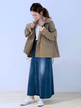 「秋のカフェオレコーデ」｜「アイテム（マウンテンパーカー）」を使った、kana¨̮*さん（レディース・161cm）の秋コーディネート