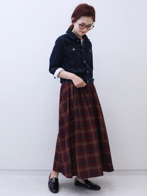 AMERICAN HOLICkana¨̮*さんのスカート「チェックフロントタックロングスカート*(AMERICAN HOLIC|アメリカンホリック)」を使ったコーディネート