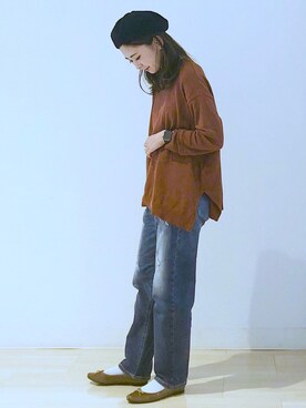 「スリット」｜「アイテム（バレエシューズ）」を使った、kana¨̮*さん（レディース・161cm）の秋コーディネート