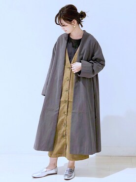 「ガウン」｜「アイテム（トレンチコート）」を使った、kana¨̮*さん（レディース・161cm）の秋コーディネート