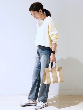 「ブリーチデニム」｜「アイテム（アクセサリー）」を使った、kana¨̮*さん（レディース・161cm）の冬コーディネート