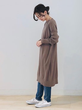 「リブ　」｜「アイテム（アクセサリー）」を使った、kana¨̮*さん（レディース・161cm）の冬コーディネート