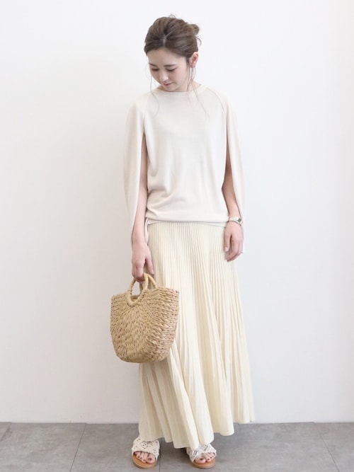 AMERICAN HOLICkana¨̮*さんのスカート「プリーツ風ニットロングスカート*(AMERICAN HOLIC|アメリカンホリック)」を使ったコーディネート