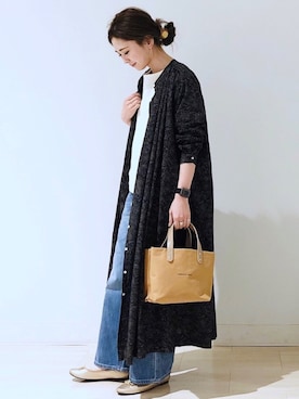 「ガウン」｜「アイテム（バレエシューズ）」を使った、kana¨̮*さん（レディース・161cm）の春コーディネート