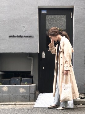 「ビーズバッグ」｜「アイテム（ジャケット/アウター）」を使った、kana¨̮*さん（レディース・161cm）の春コーディネート