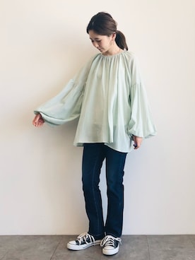 シャツ ブラウス グリーン カーキ 緑色系 コーディネート Zozotown