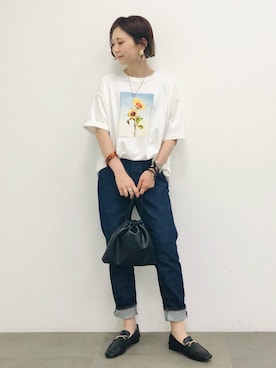 「AMERICAN HOLIC（アメリカンホリック）のアクリルバングル（バングル/リストバンド）」を使った、kana¨̮*さん（レディース・161cm）の春コーディネート