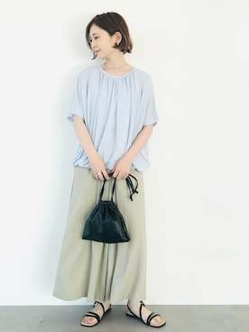 「半袖」｜「アイテム（その他）」を使った、kana¨̮*さん（レディース・161cm）の夏コーディネート