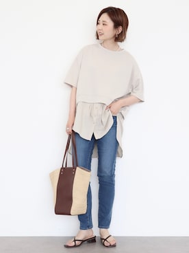 「半袖」｜「アイテム（その他）」を使った、kana¨̮*さん（レディース・161cm）の夏コーディネート