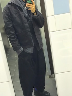「DANTON（ダントン）のアイテム（ジャケット/アウター、ブラック系）」を使った、carey_akrさん（メンズ・180cm）の春コーディネート