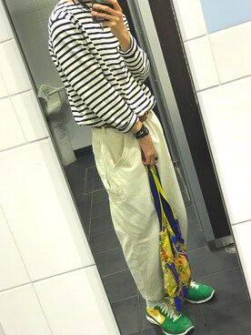 「ORCIVAL（オーシバル）のアイテム（トップス、ホワイト系）」を使った、carey_akrさん（メンズ・180cm）の春コーディネート