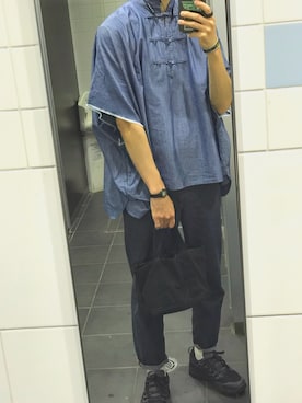 「TAKAHIROMIYASHITATheSoloIst.（タカヒロミヤシタザソロイスト）のアイテム（デニムパンツ）」を使った、carey_akrさん（メンズ・180cm）の夏コーディネート