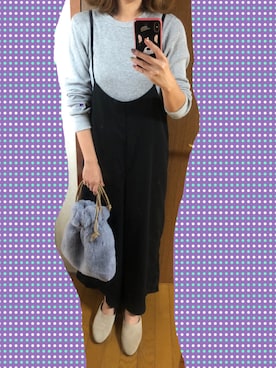 「ワッフルクルーネックＴ」｜「アイテム（その他シューズ）」を使った、nao.さん（レディース・158cm）の秋コーディネート