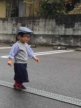 「GAP（ギャップ）のアイテム（キャスケット）」を使った、momono13さん（キッズ・90cm）の春コーディネート